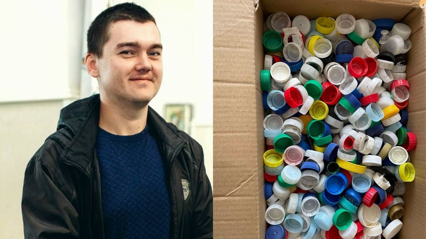 Калуський військовий надіслав з фронту кришечки для виготовлення лавочок
